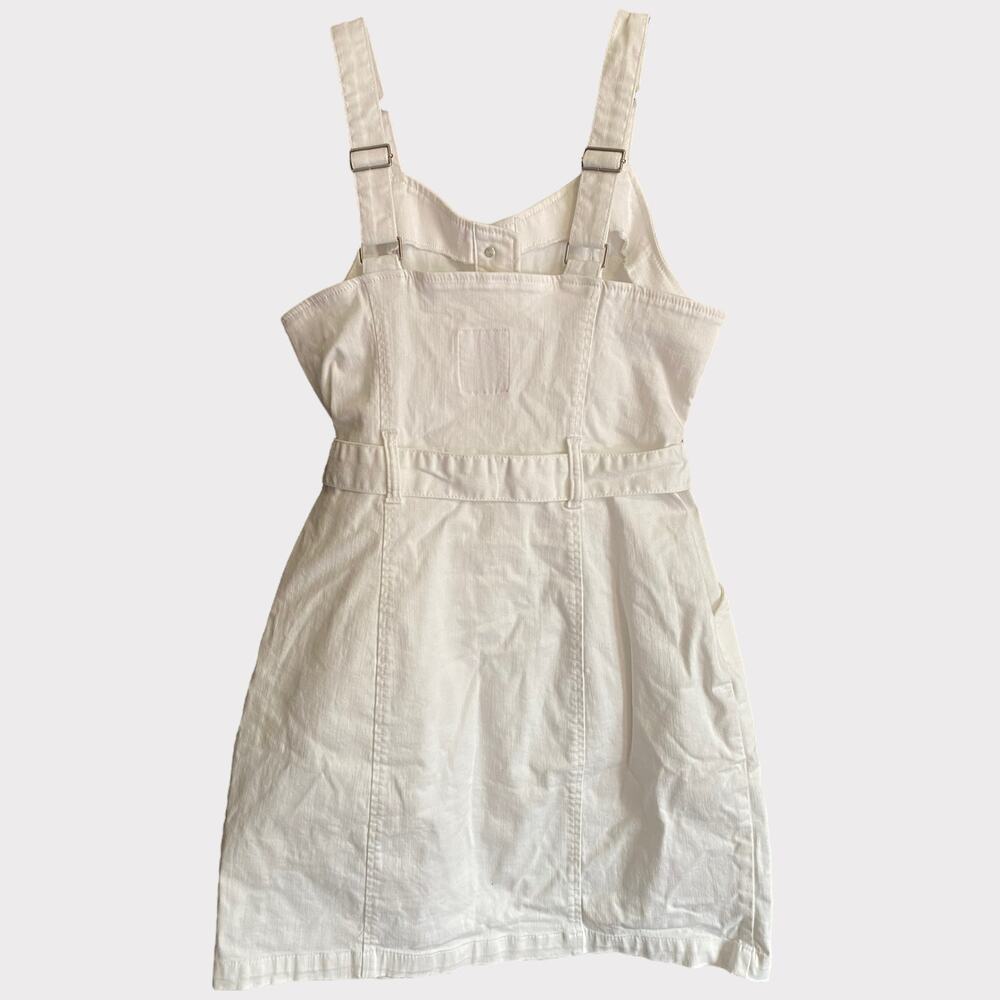 SO White Large Dress Belted Sleeveless Button Front Cotton Spandex Stretch - Picture 3 of 10